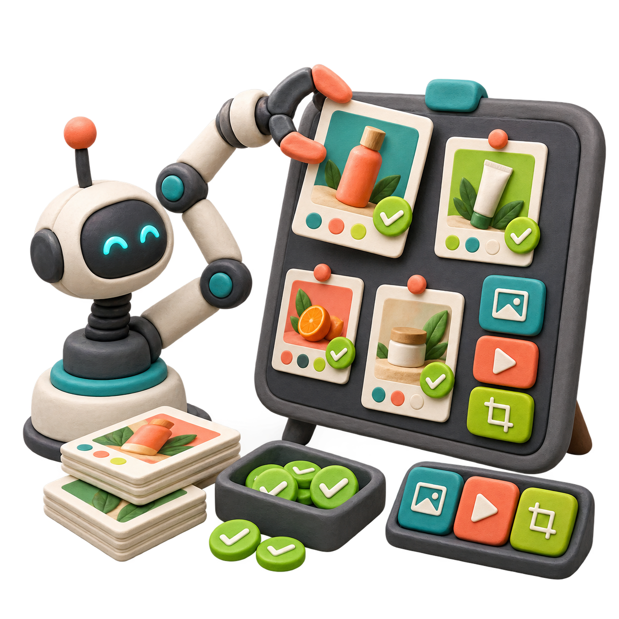 Illustration of an agent preparing creative work for human review