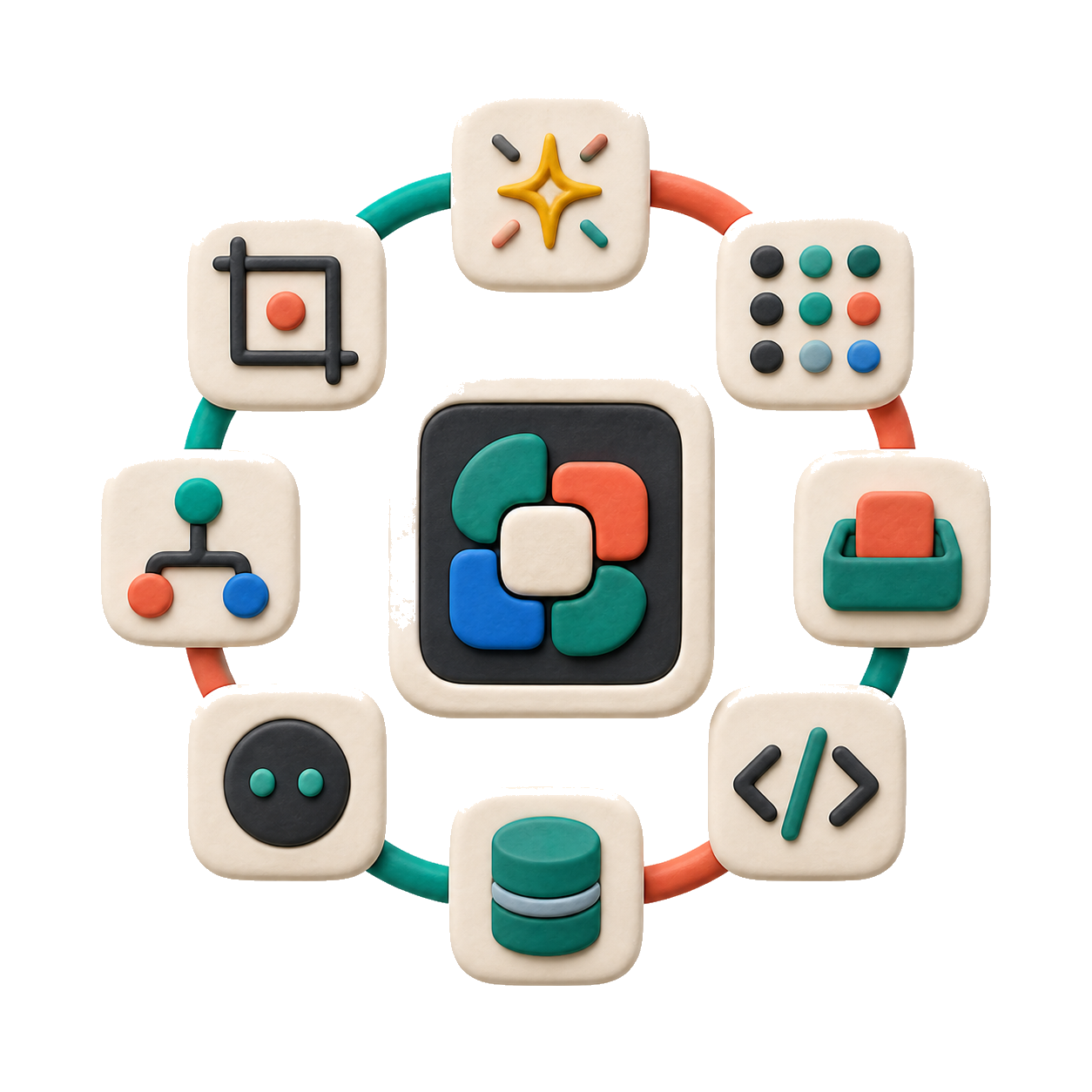 Illustration of connected image creation and production tools